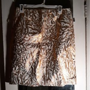 Leather white and bronze skirt